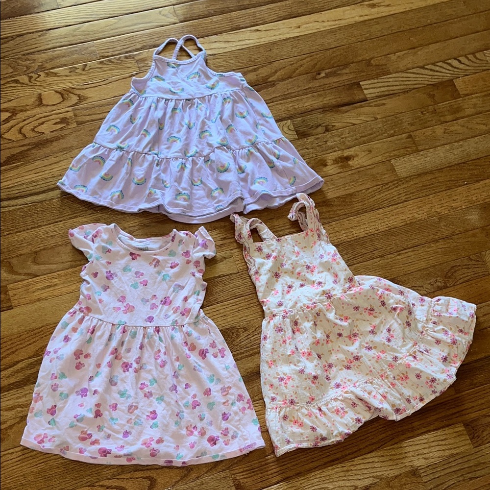 3 Cat & Jack Kids Dresses - Pink, purple and White Floral Set
